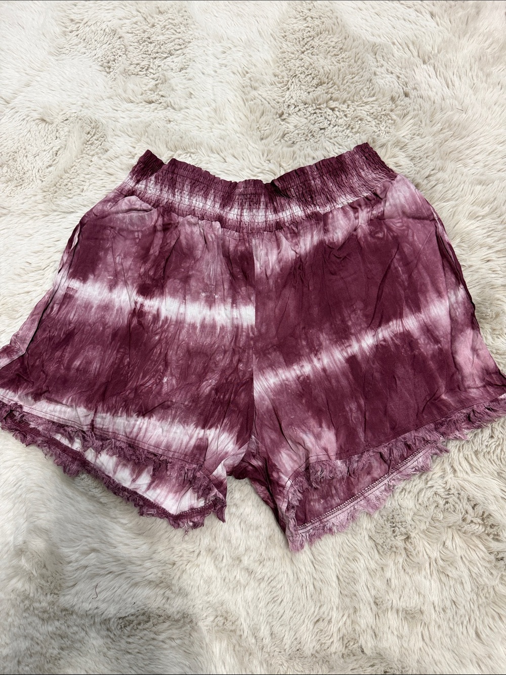 Kori Women's Maroon Tie-Dye High Waist Shorts